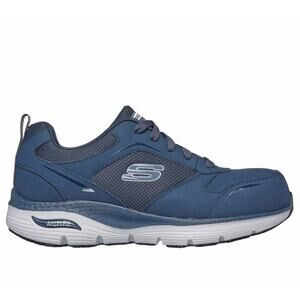 NEW Skechers Men's 9 Arch Fit Slip-Resistant Angis Comp Toe Navy Blue Gray
